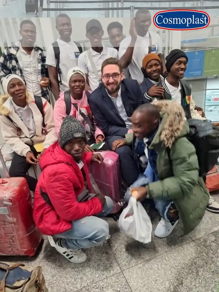 Alwaha workers with client representative at airport